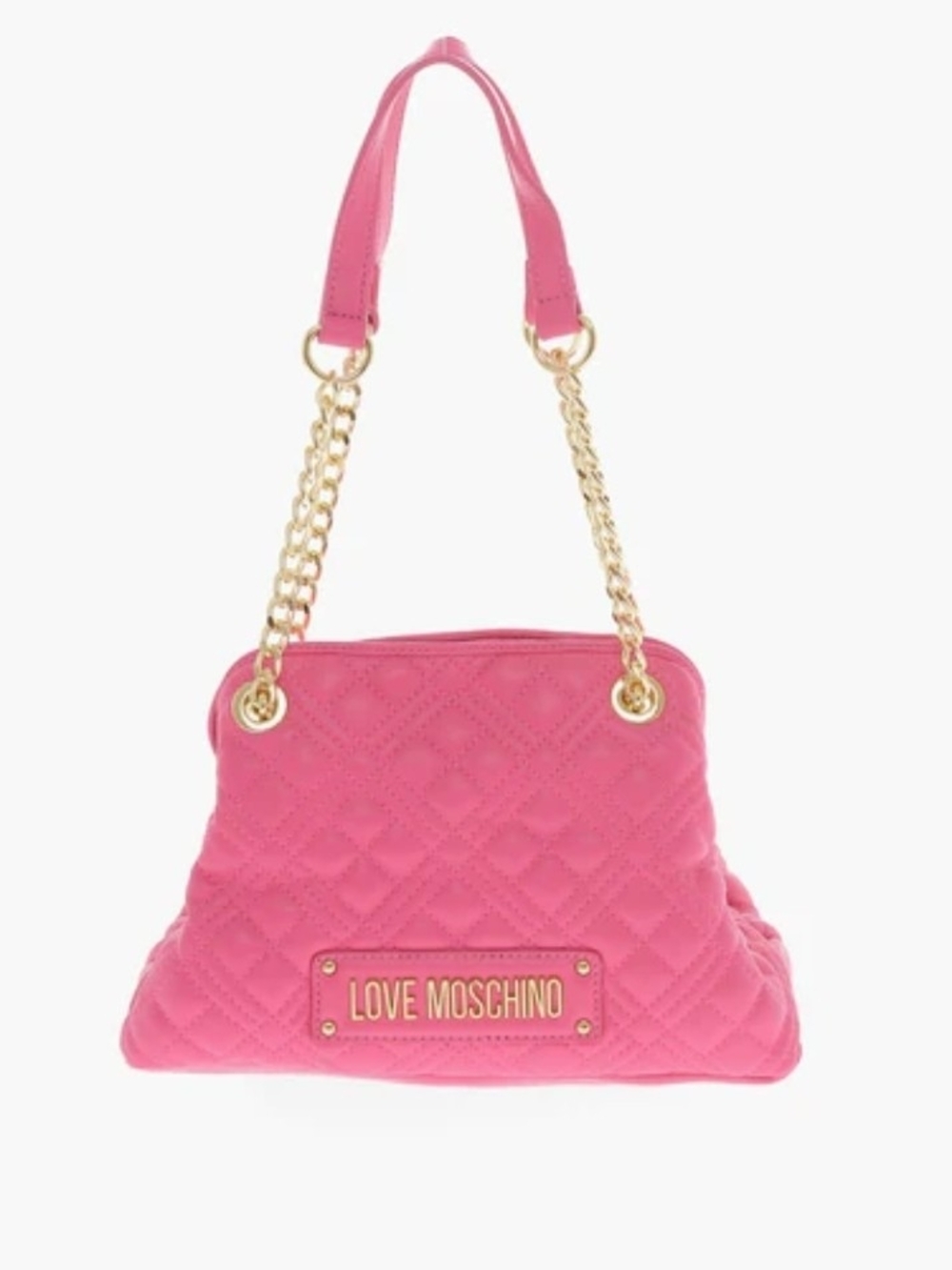 Love Moschino Hot Pink Quilted Shoulder Bag with Gold Chain